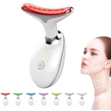 Face & Neck Beauty Device: Multifunctional LED Light Therapy Tool with 7-Color LED for Home Facial & Neck Massage