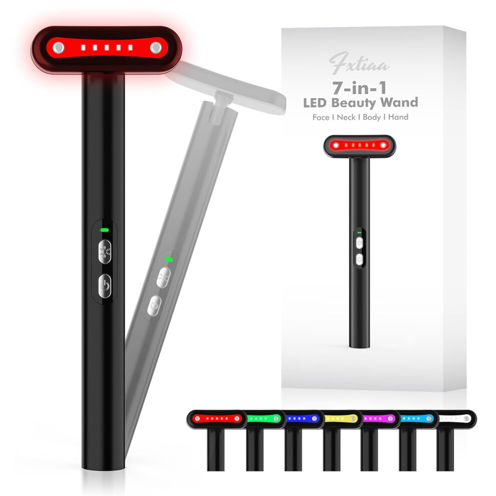 Nuonove Light/Red Led-Therapy, 7 Color Face Skincare Wand With Facial Massager Led Face Skin Rejuvenation For Face & Neck & Eye Skincare Equipment Wand