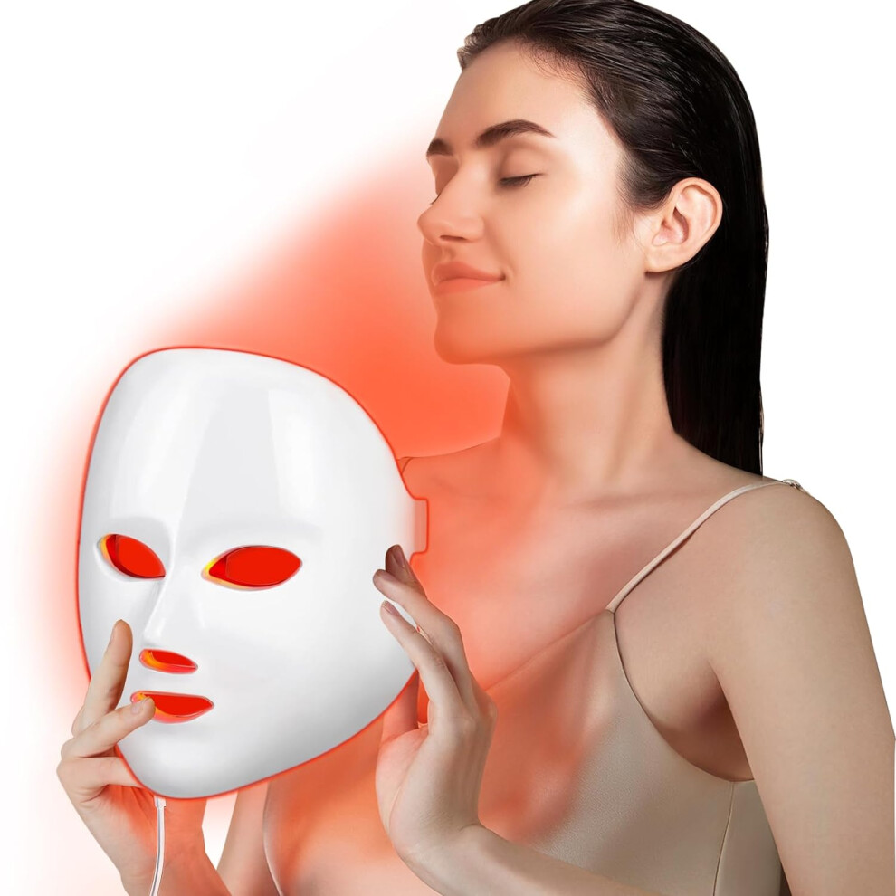 Nuonove Red/Light/Blue Led Therapy For Face, 7 Color Facial Mask For Face Facial Skin Care(White)