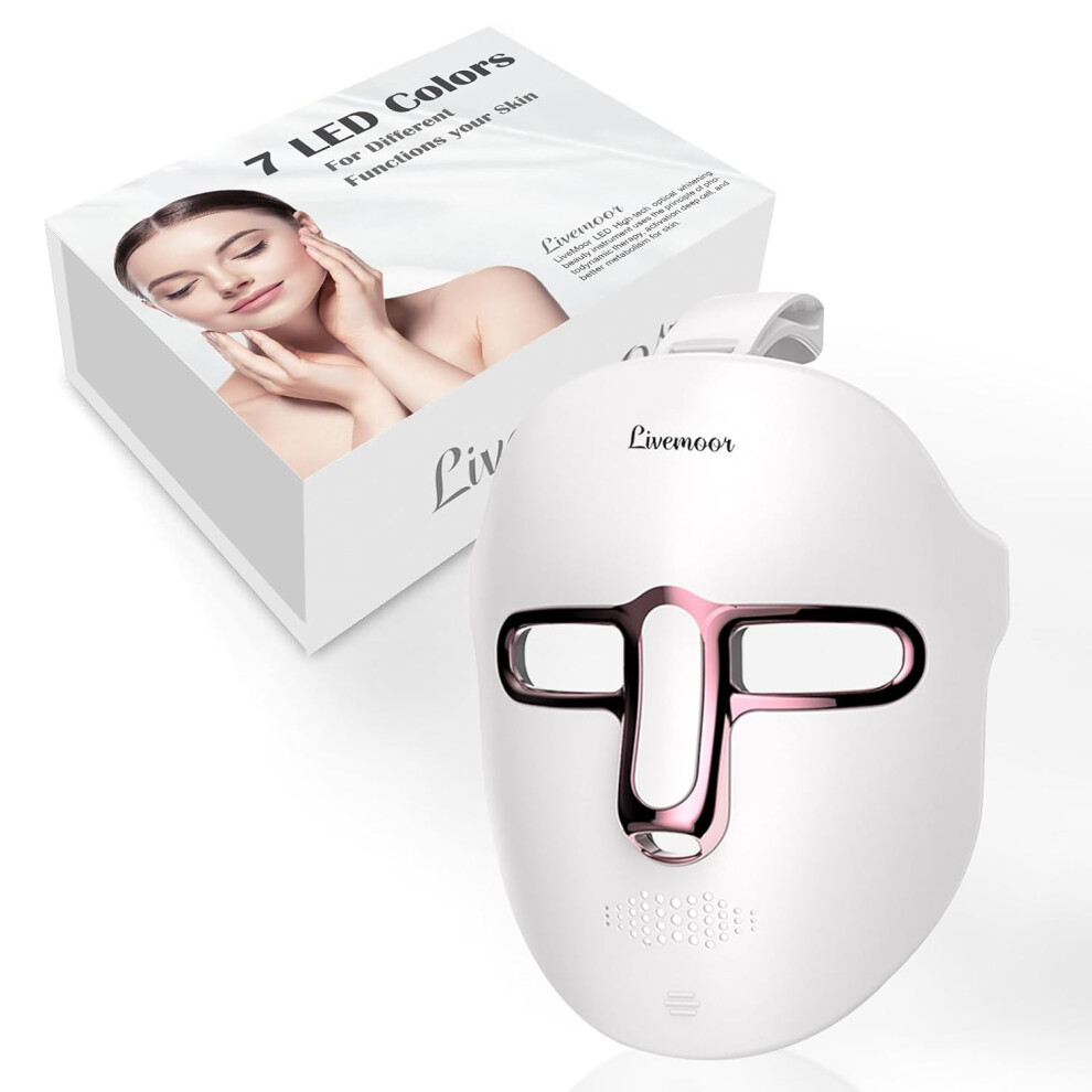 Nuonove Light/Blue/Red Led Face Mask Therapy At Home, Therapy Mask For Face, 7 Colors Led Face Mask Therapy