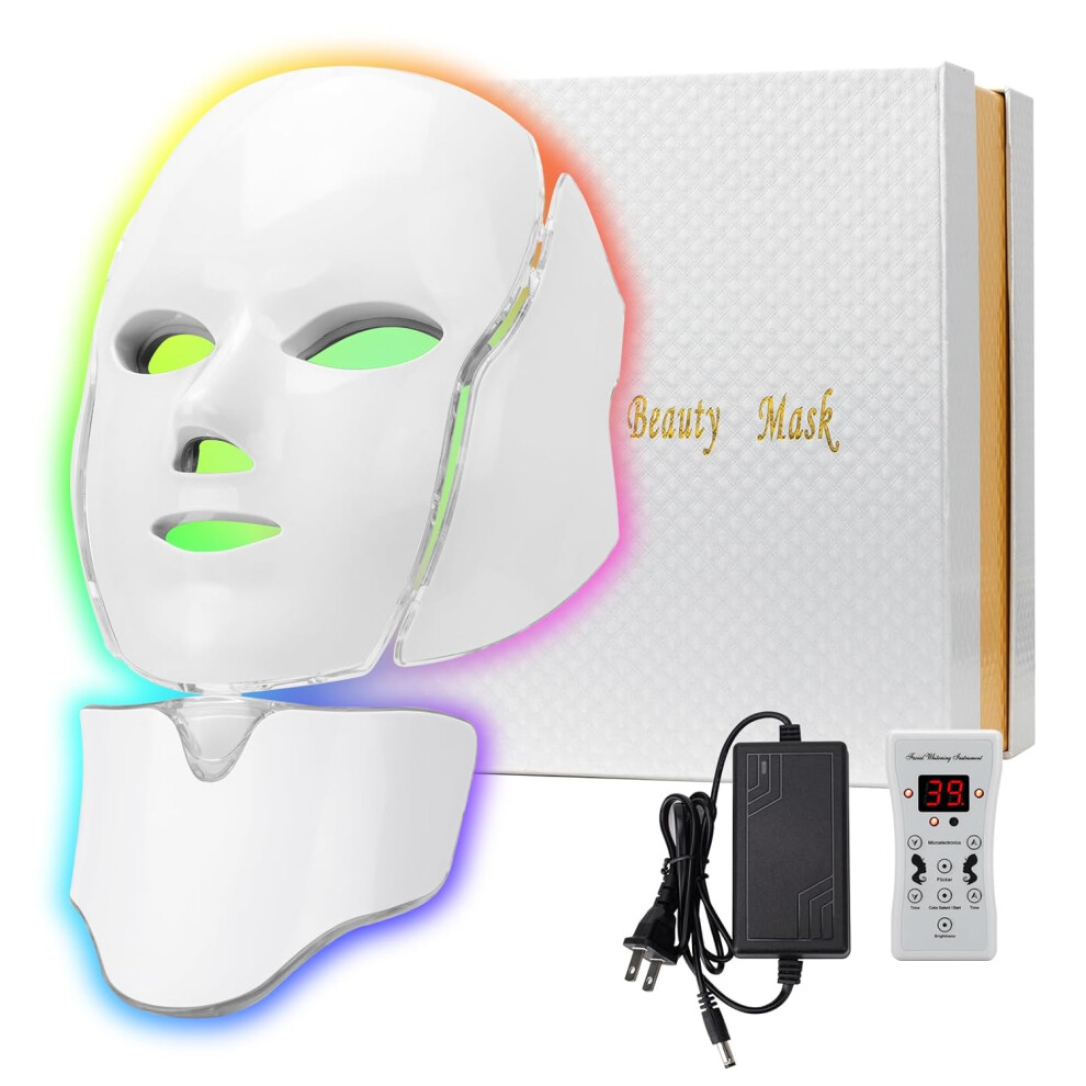 LED Face Màsk, 7 Color LED Face Màsk Light Theràpy, Skin Care Màsk for Face and Neck both beauty salons and home use