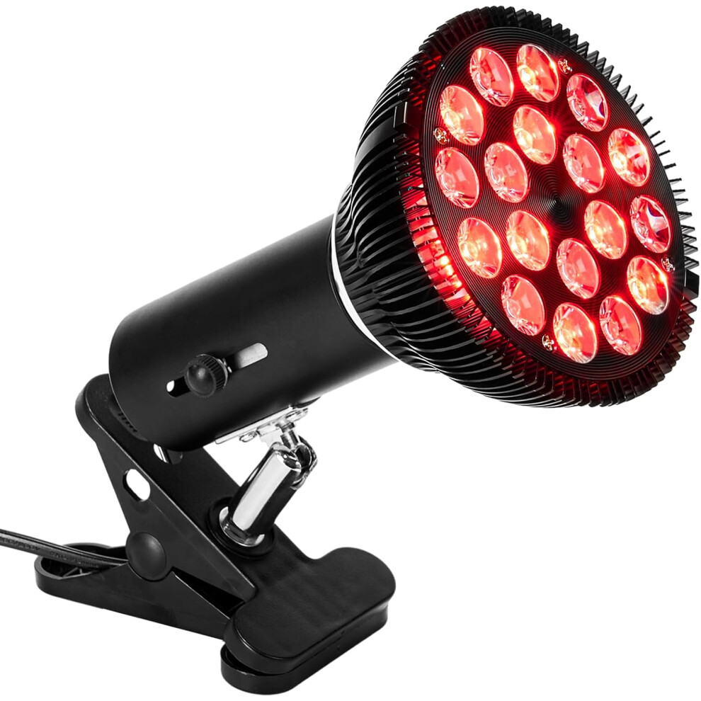 Red Light Therapy Lamp for Body Face, 54W 18 LED Infrared Red Light Therapy Bulb with Adjustable Socket Clamp, Home Red Light Therapy Device for Pain