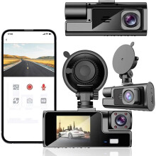 Dual Dash Cam Front & Interior 1080P with 64GB Card Included, 24H Parking, Loop Recording, Motion Detection, Built-in WiFi, Supports up to 128GB