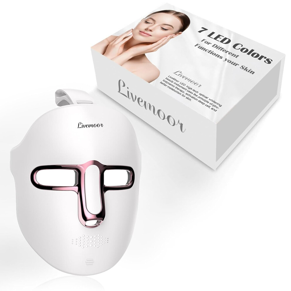 Nuonove Light/Red Led Face Mask Therapy At Home, Therapy Mask For Face, 7 Colors Led Face Mask Therapy