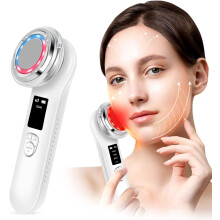 Red Light Therapy for Face and Neck Wrinkles, Anti-Aging Facial Wand, Cold Mold & Warm Deep Clean Skin Care Tools (Off-White)