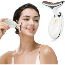 3in1 Neck face Beauty Massager for necklift red Light Facial Therapy Anti-Aging Lifting and Firming Sagging Skin 3 Colors Light Source for Men Women a