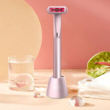 4 in 1 Facial Wand, Red Light Therapy for Face and Neck, Facial Massager, Reduce Wrinkles, Anti-Aging Facial Tools - Pink