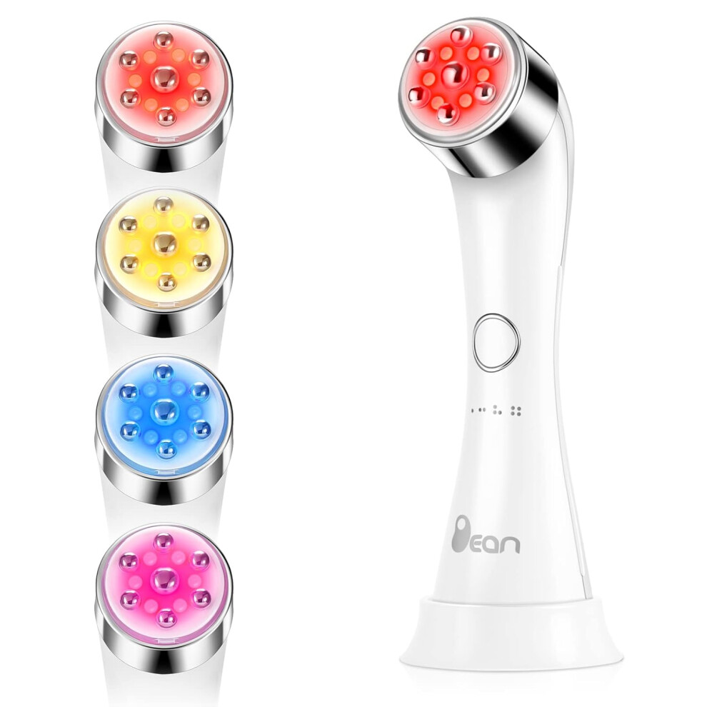 Nuonove Light/Cream Facial Massager Skin Tightening Machine, 4 Color Led Therapy Machine, Promote Face Absorption Strengthening Elasticity Modifying Wrinkles