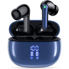 Wireless Earbuds Bluetooth Headphones, 40H Playtime Stereo IPX5 Waterproof Ear Buds, LED Power Display Cordless in-Ear Earphones with Microphone for i