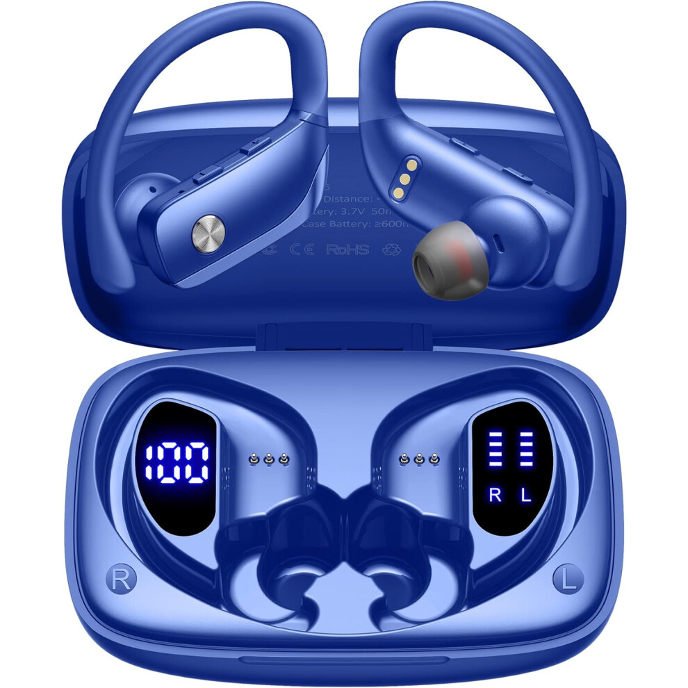 Wireless Earbuds Bluetooth Headphones 48Hrs Play Back Sport Earphones With Led Display Over-Ear Buds With Earhooks Built-In Mic Headset For Workout Bl 6223682524402