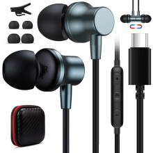 USB C Wired Earbuds with Mic for Galaxy S24 S23 FE Oneplus Open 12, USB Type C Headphones Magnetic in-Ear Noise Canceling Earphones Headset for iPad i