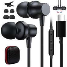 USB C Wired Headphones with Mic for iPhone 15 Plus Oneplus 12, USB Type C Earbuds Magnetic Noise Canceling in-Ear Earphone for iPad Samsung Galaxy S24