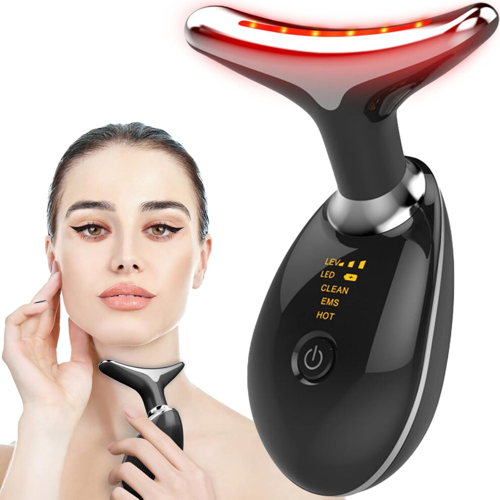 Nuonove Vibration Face And Neck Massager - Triple-Action Wrinkle Remover For Skin Care, Tightening, And Smoothness (Black)