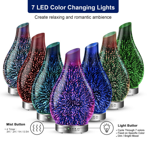 MAXWINER Essentiële Olie Diffusers Ultrasonic 3D Glas Aromatherapie Diffuser, Auto Shut-Off, Timer 2
