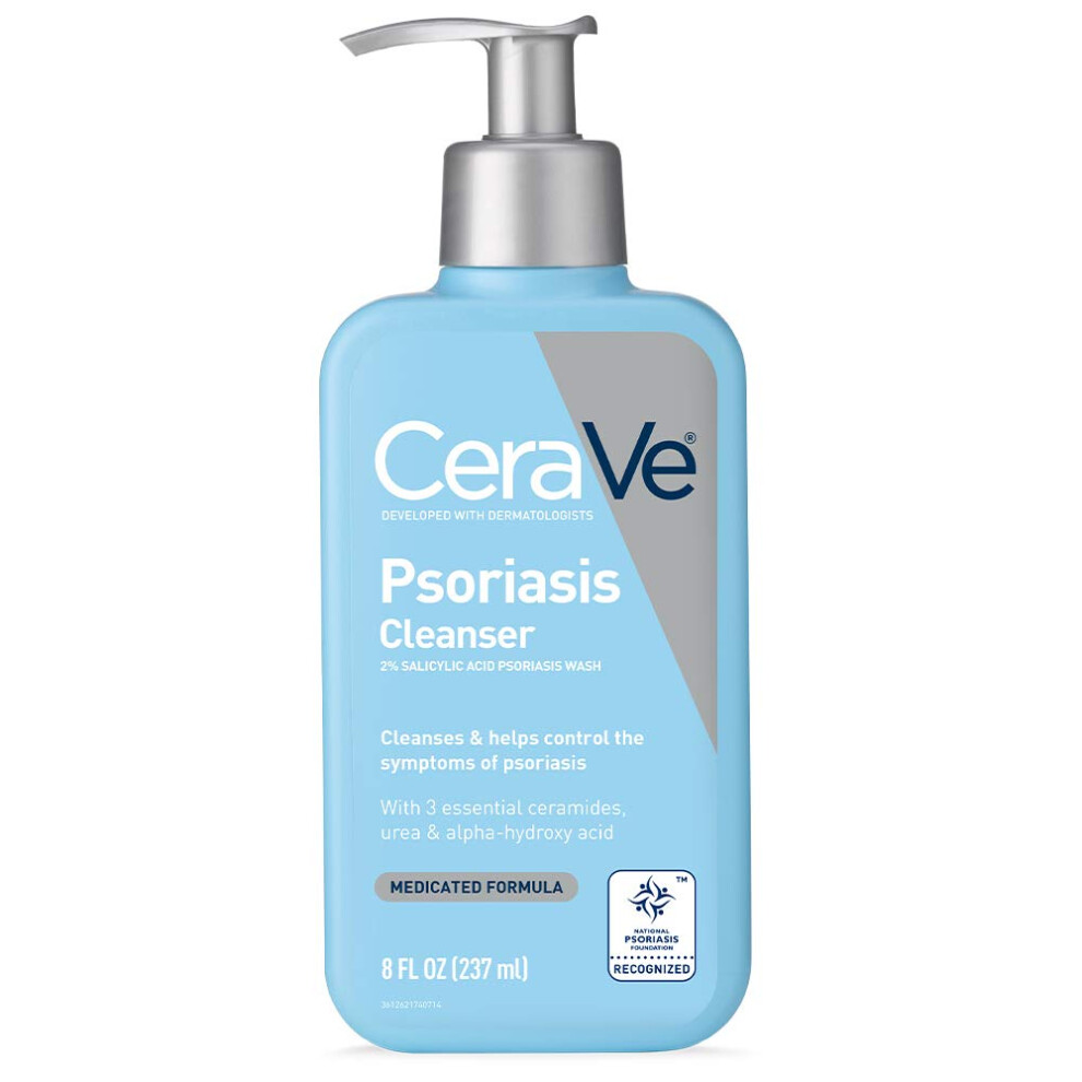 ceraVe cleanser for Psoriasis Treatment  With Salicylic Acid for Dry Skin Itch Relief & Latic Acid for Exfoliation  Fragrance Free & Allergy Tested  8