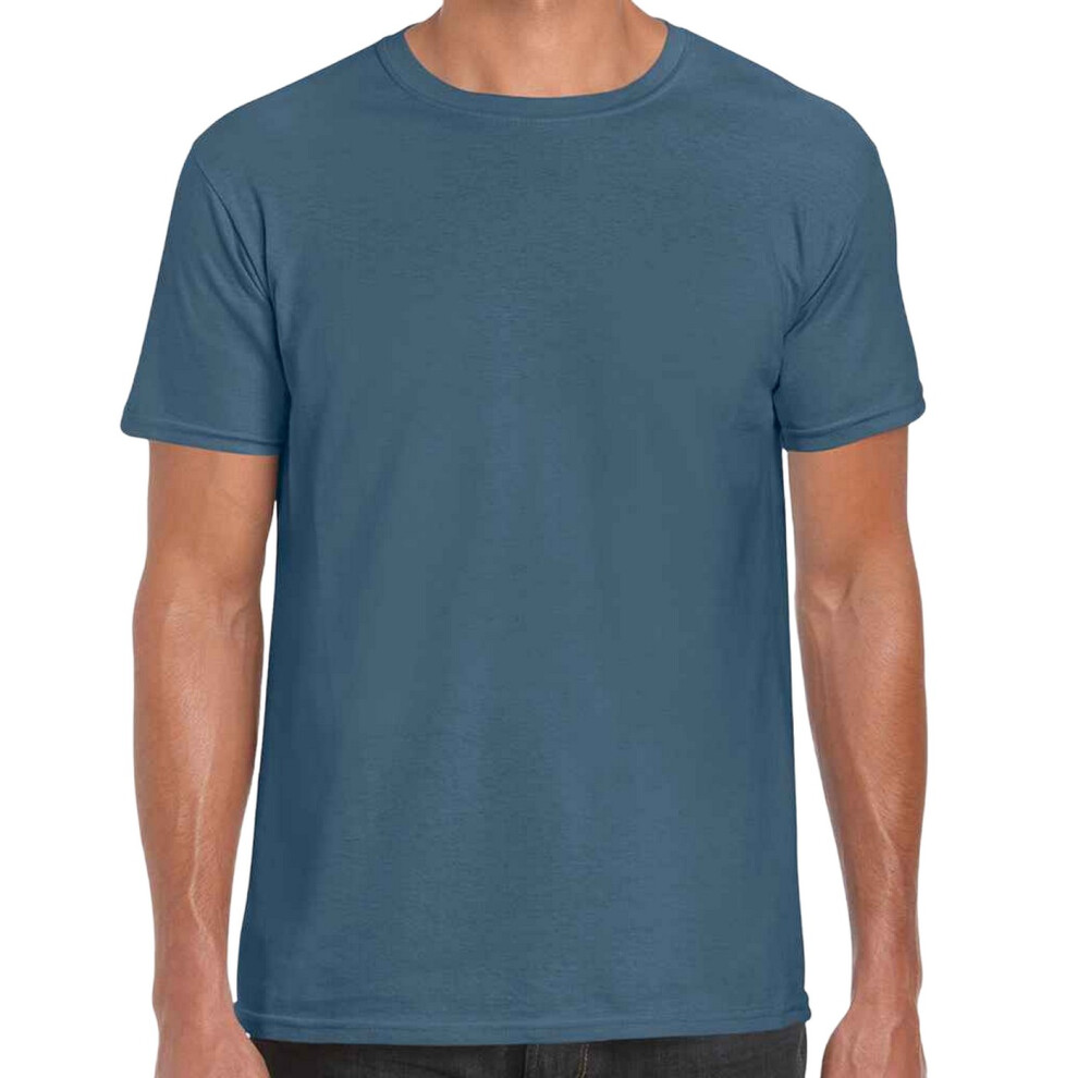 (L, Indigo Blue) Gildan Mens Short Sleeve Soft-Style T-Shirt