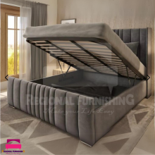 (Single-3ft (Without Gaslift), Mink Plush) WINGED OTTOMAN PLUSH VELVET UPHOLSTERED BED FRAME WITH/WITHOUT STORAGE (Only Bed)