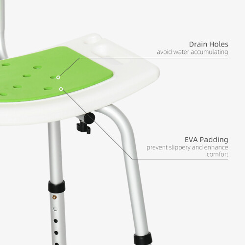 Homcom HOMCOM Shower Stool for Elderly Disabled Adjustable Shower Stool Green 2