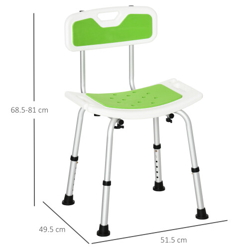 Homcom HOMCOM Shower Stool for Elderly Disabled Adjustable Shower Stool Green 1