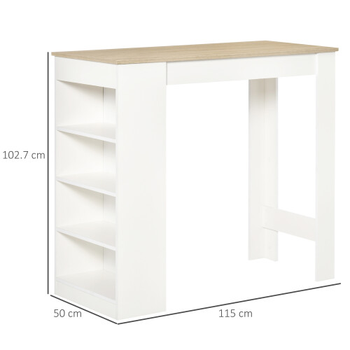 Homcom HOMCOM Bar Table Coffee Table Kitchen Dining Table with 4-Tier Shelf Natural 1