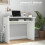 Homcom HOMCOM Computer Desk Writing Table Study Workstation Storage White Wood Grain 5