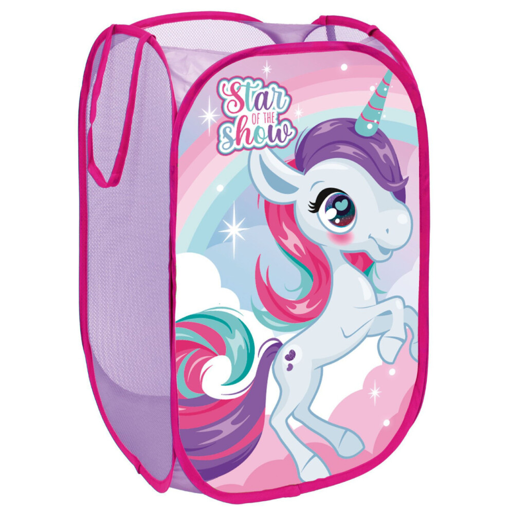 Unicorn Pop-Up Laundry Basket/Toy Storage Bin 36 x 36 x 58 cm