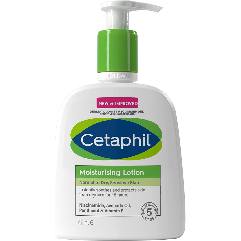 Cetaphil Moisturising Lotion 236ml - Non-Greasy Hydration for Dry, Sensitive Skin (Face, Hands, Feet)