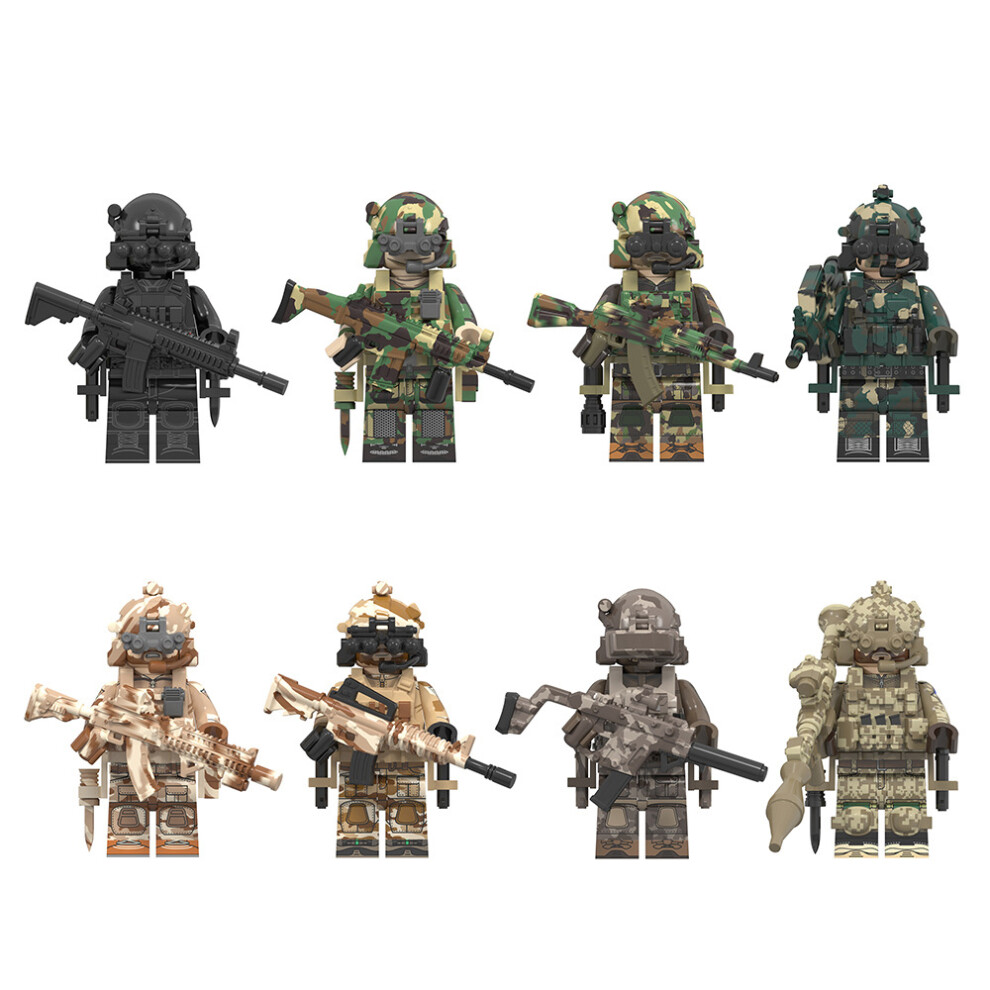 8pcs police military series special forces assembled human block toys