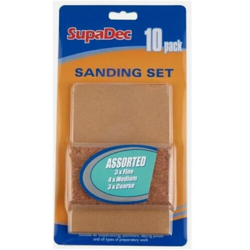 SupaDec DIY Decorating Sanding Block with 10 Sanding Sheets