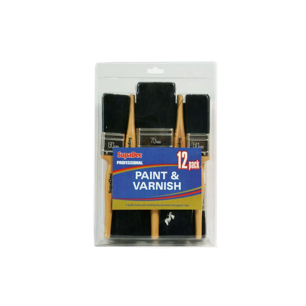Supadec Diy Decorating Professional Paint Varnish Brush Pack 12X 5017193812889