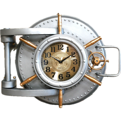 Quirky Metal Bank Vault Style Wall Clock