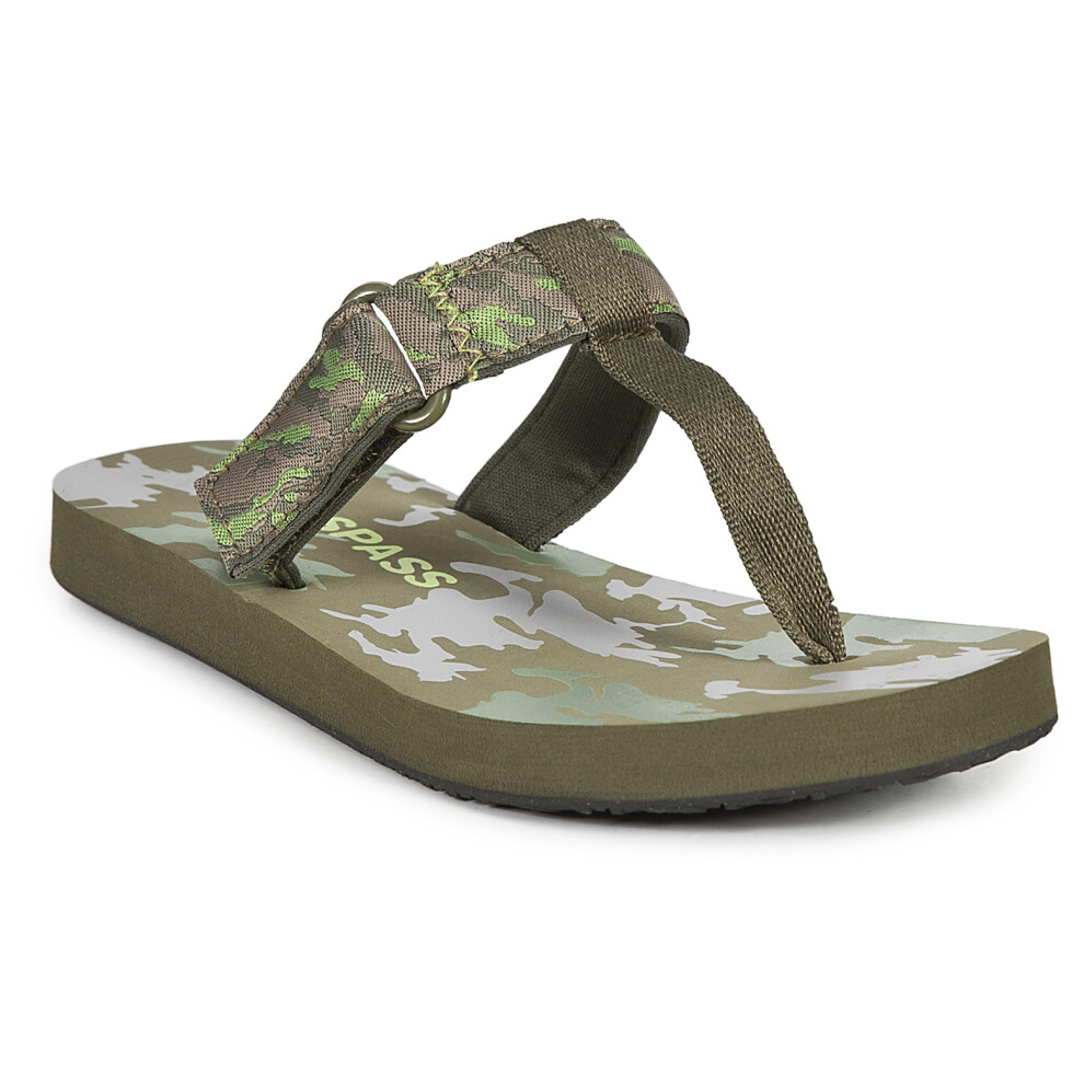 (EACH, Khaki Camo) Trespass Kids Thong Sandals Jettie