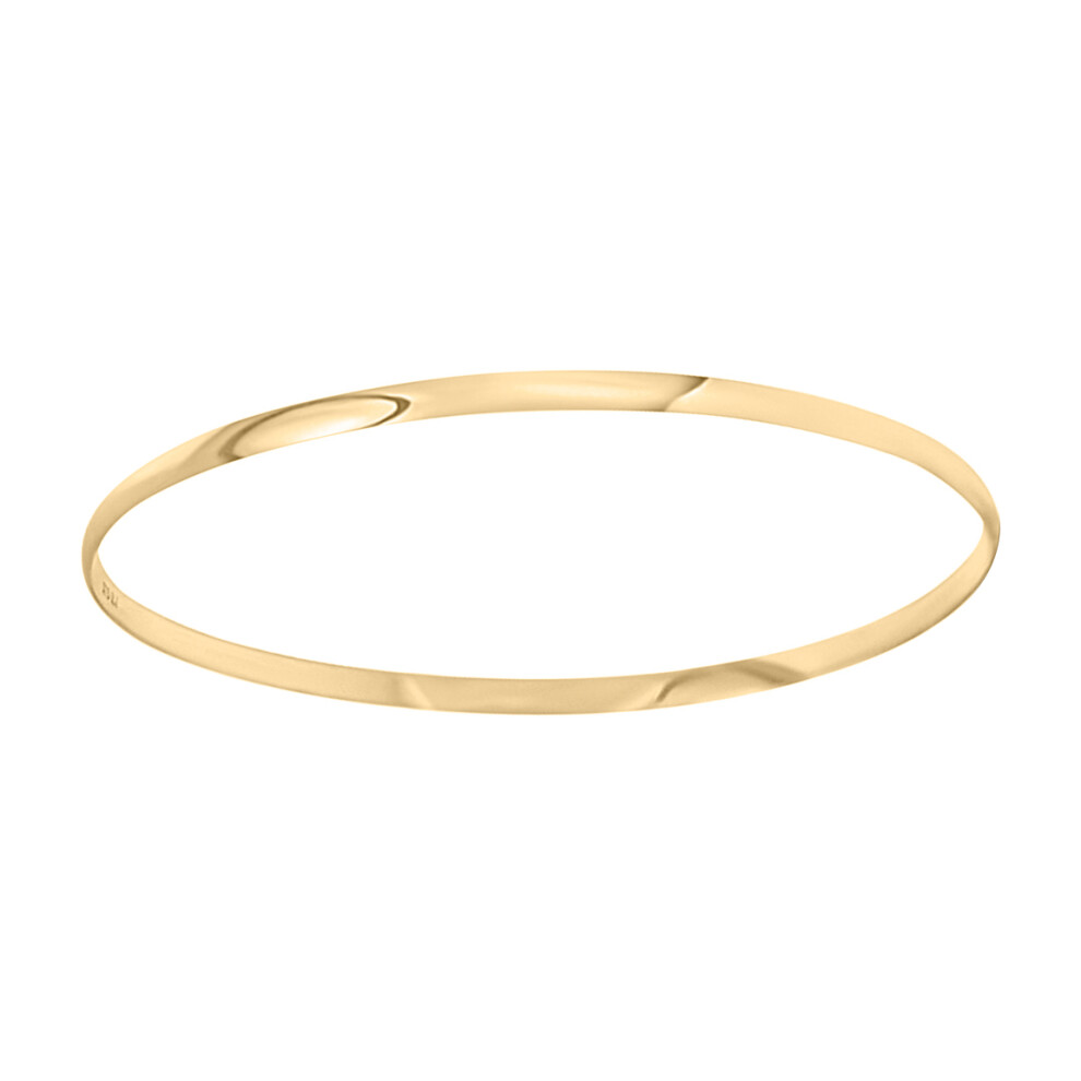 Solid 9ct Gold  D-Shape 3mm Bangle Bracelet - JBG060