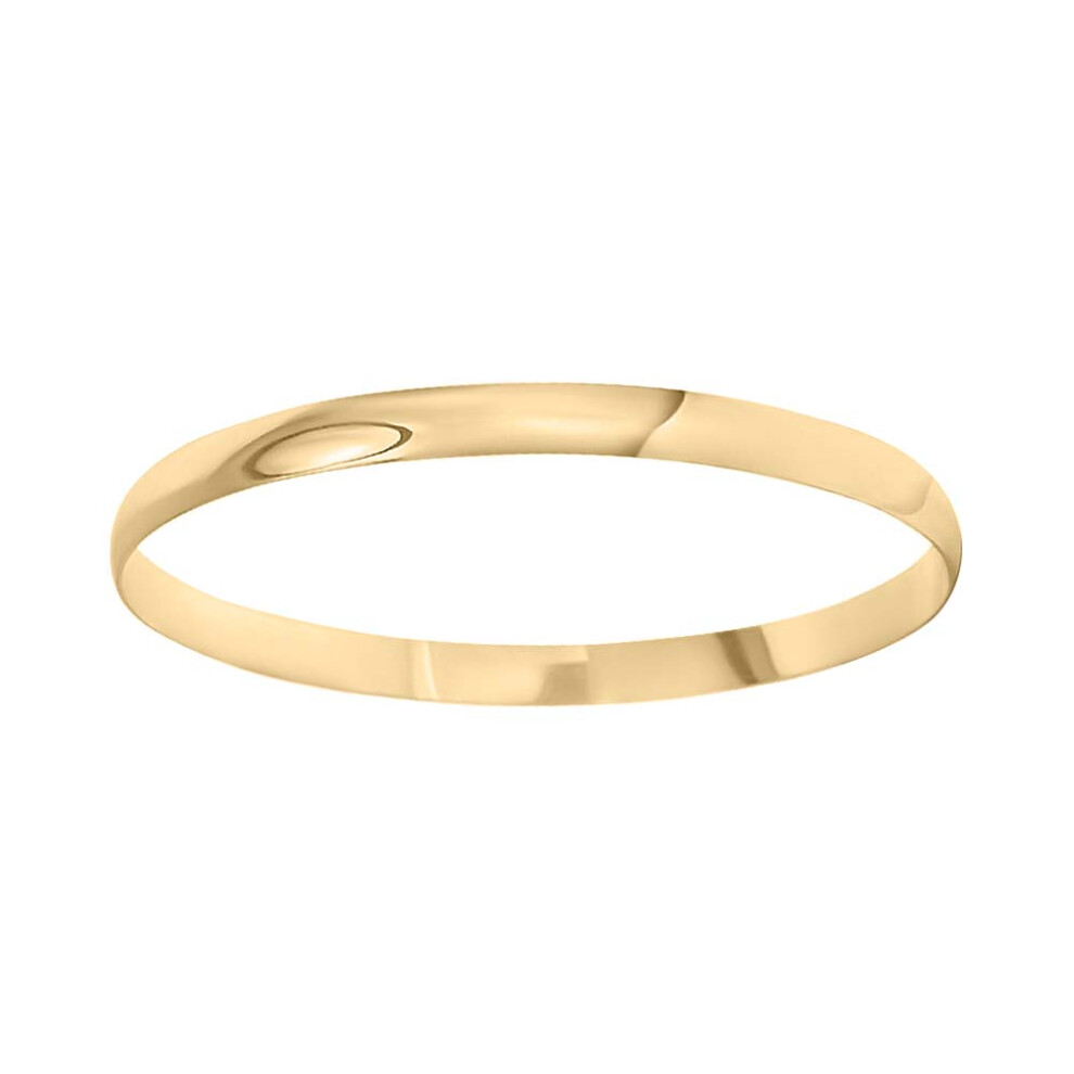 Solid 9ct Gold  D-Shape 6mm Bangle Bracelet - JBG063