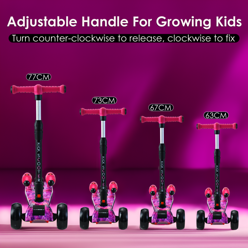 galaxy-pink--3-wheel-kids-scooter-height-adjustable-bluetooth---water-spray-light-up-flashing-wheels