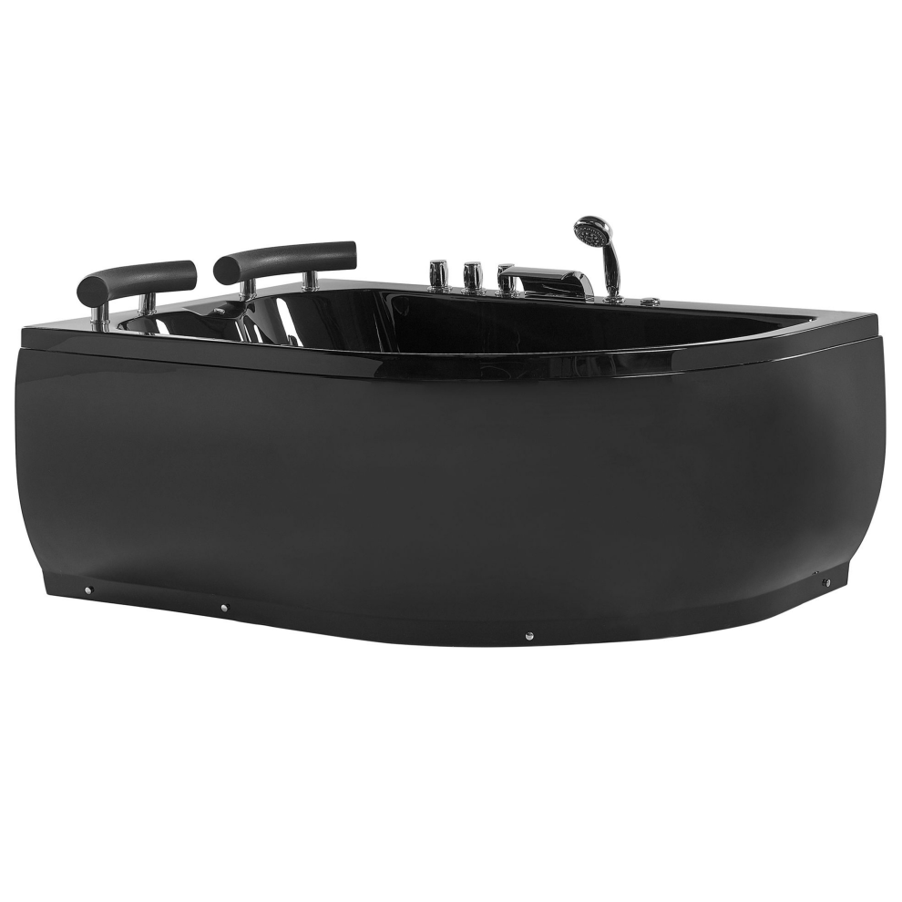 Corner Hot Tub with LED PARADISO Right Hand 1580 x 1130 mm Black