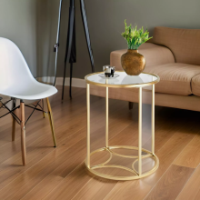 Elegant Round Gold Framed Glass Coffee Table Modern Minimalist Design