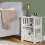 Bedside Table Tea Coffee Table Storage Space White Nightstand 5