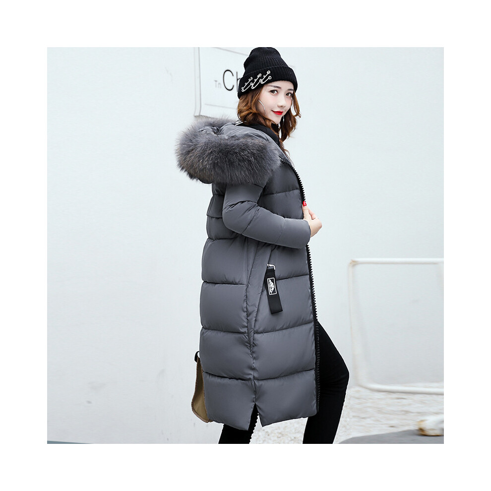 (Grey, UK 8) Women Ladies Winter Fur Hooded Parka Jacket Coats