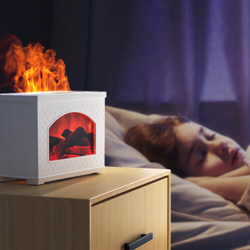270ML Simulated Fireplace Air Humidifier USB Flame Effect White 1