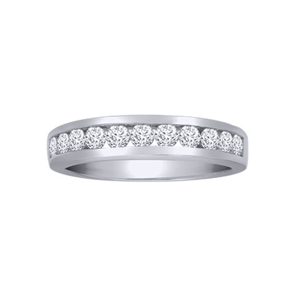 (U) Jewelco London Solid Platinum Channel Set Round G SI1 0.75ct Diamond Dainty Band Eternity Ring 3.5mm