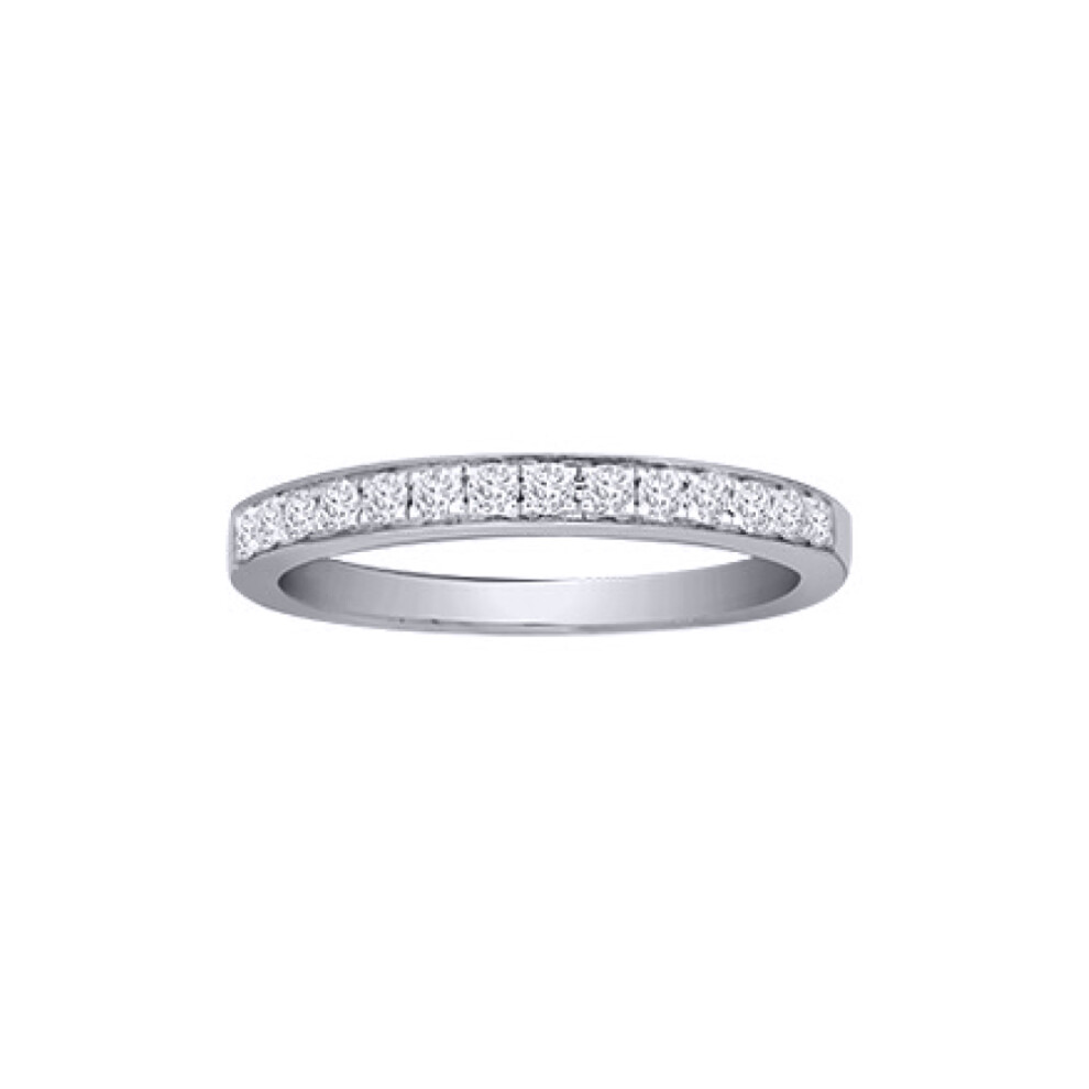 (L) Jewelco London Solid Platinum Channel Set Princess G VS 0.25ct Diamond Dainty Band Eternity Ring 2.5mm