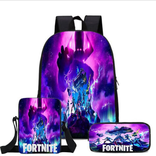 (A) Fortnite Game School Bag Backpack Lunch Bag Pencil Case 3PCS