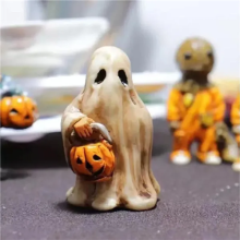 Halloween Ghost Pumpkin Resin Statue - Scary Room Ornament, 6x12.5cm, Weatherproof 3D Painted Garden Decor