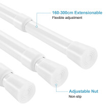 (160-300cm) Telescopic Net Voile Tension Curtain Rail Pole