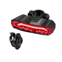 Bike Tail Light with Turn Signals and Alarm Automatic Brake Light Wireless Remote Control USB Rechargeable(Black)