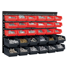 (Red+black) 32 PC WALL MOUNTED GARAGE STORAGE RACK TOOL BOXES