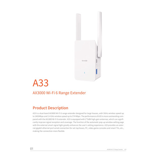 TENDA A33 Wi-Fi 6 Range Extender - Boost Your Wireless Signal 2