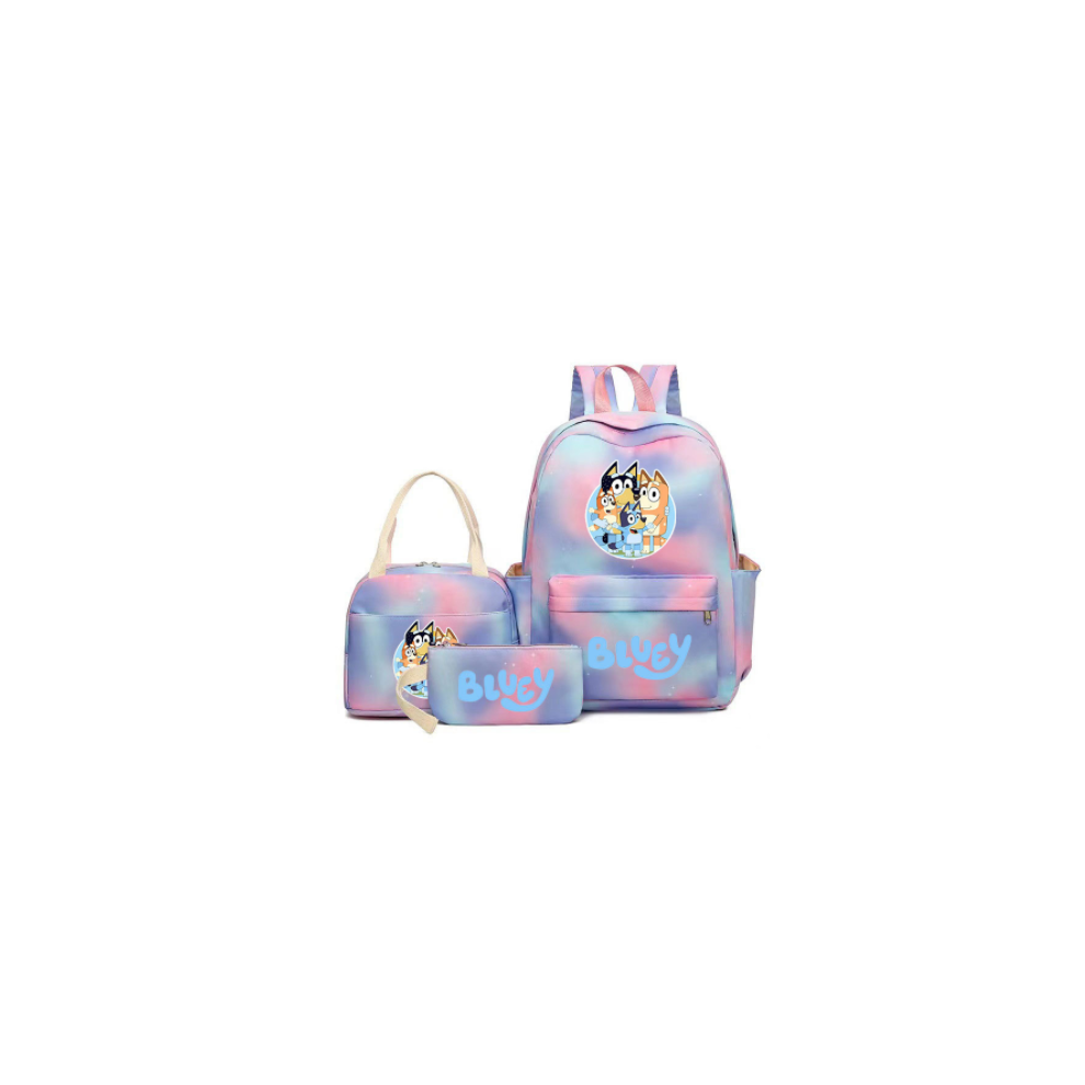 (1) 3Pcs/set Anime Bluey Backpack + Lunch Bag + Pencil Case