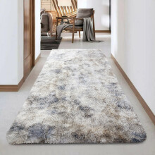 (LIGHT GREY- TYE DYE, 80X300 CM) Extra Large Rugs Fluffy Shaggy Living Room Rug